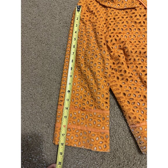 CHICOS Linen Blend Eyelet Blazer Jacket 3/4 Sleeve Sz 2/M Career Professional - Picture 10 of 10